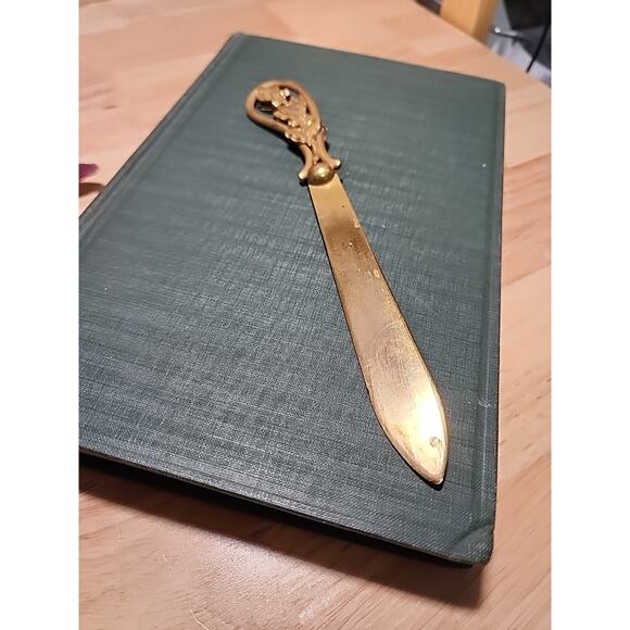 SOLD Brass Metal Letter Opener Page Turner Art Nouveau Antique Botanical France - Picture 5 of 6